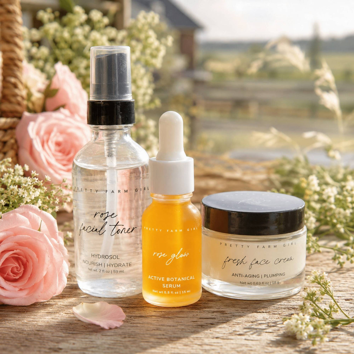 Radiance Glow Kit — Rose Toner, Face Cream & Glow Serum Set