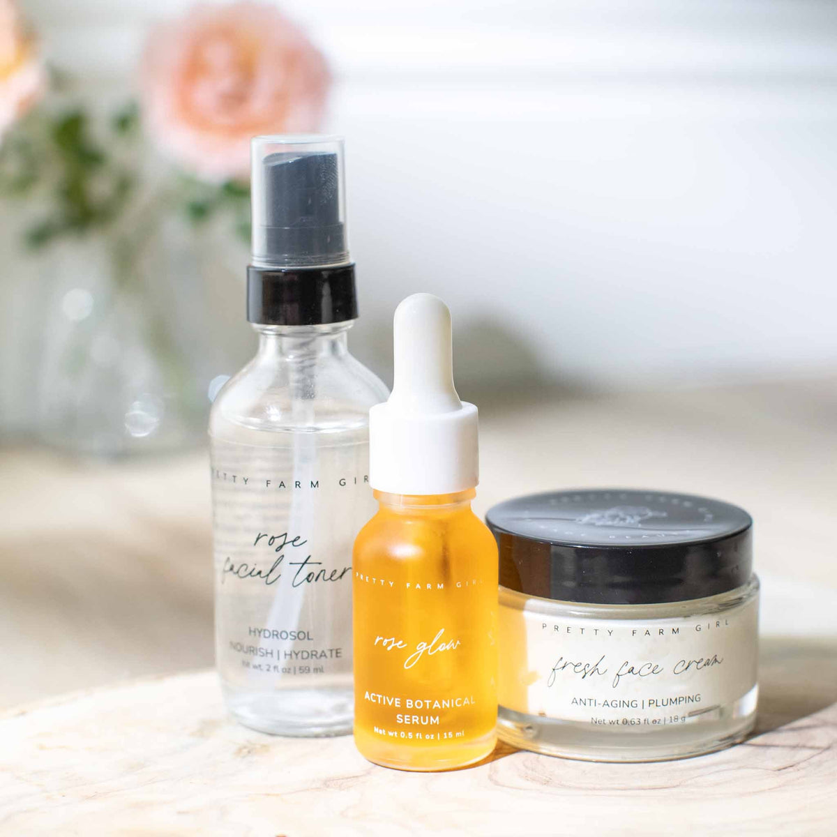 Radiance Glow Kit — Rose Toner, Face Cream & Glow Serum Set