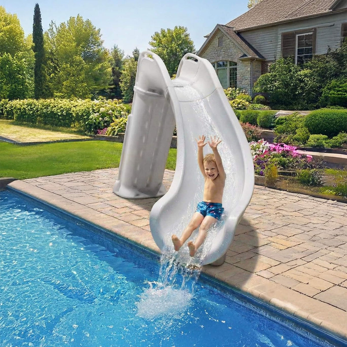 Heavy-Duty Commercial Reinforced Leak-Proof Waterslide with Handrails